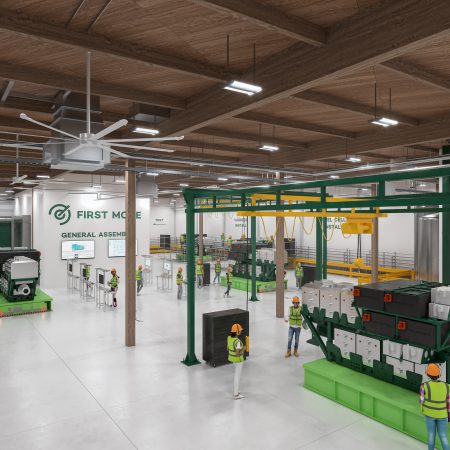 Rendering of the factory floor of the First Mode manufacturing facility currently being built.