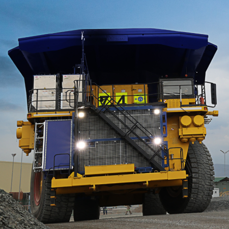 Picture of mining haul truck with title: Haul the Emissions Away